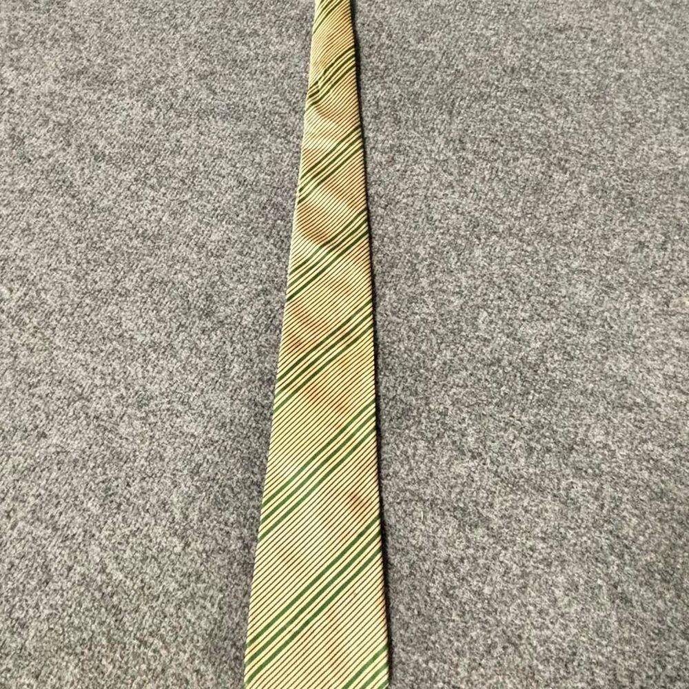 J.Crew Men's Green and Beige Striped Tie